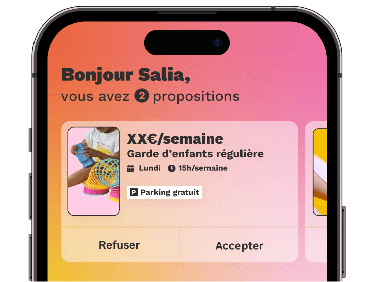 Un écran de smartphone montrant une demande de service sur l'application Wecasa.