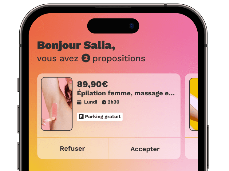 Un écran de smartphone montrant une demande de service sur l'application Wecasa.
