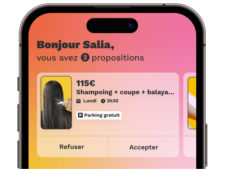 Un écran de smartphone montrant une demande de service sur l'application Wecasa.