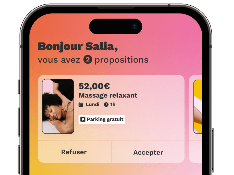 Un écran de smartphone montrant une demande de service sur l'application Wecasa.