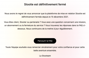 Cessation d'activité Stootie