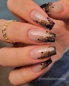 black and gold ombre nails