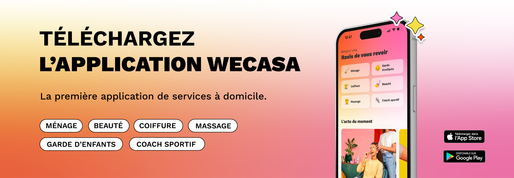 Télécharger l'applicaton mobile Wecasa