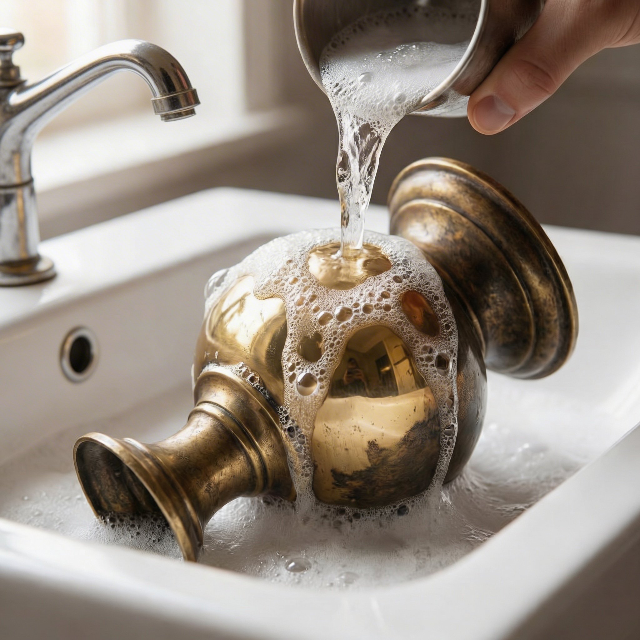 Nettoyer laiton avec de l'eau savonneuse