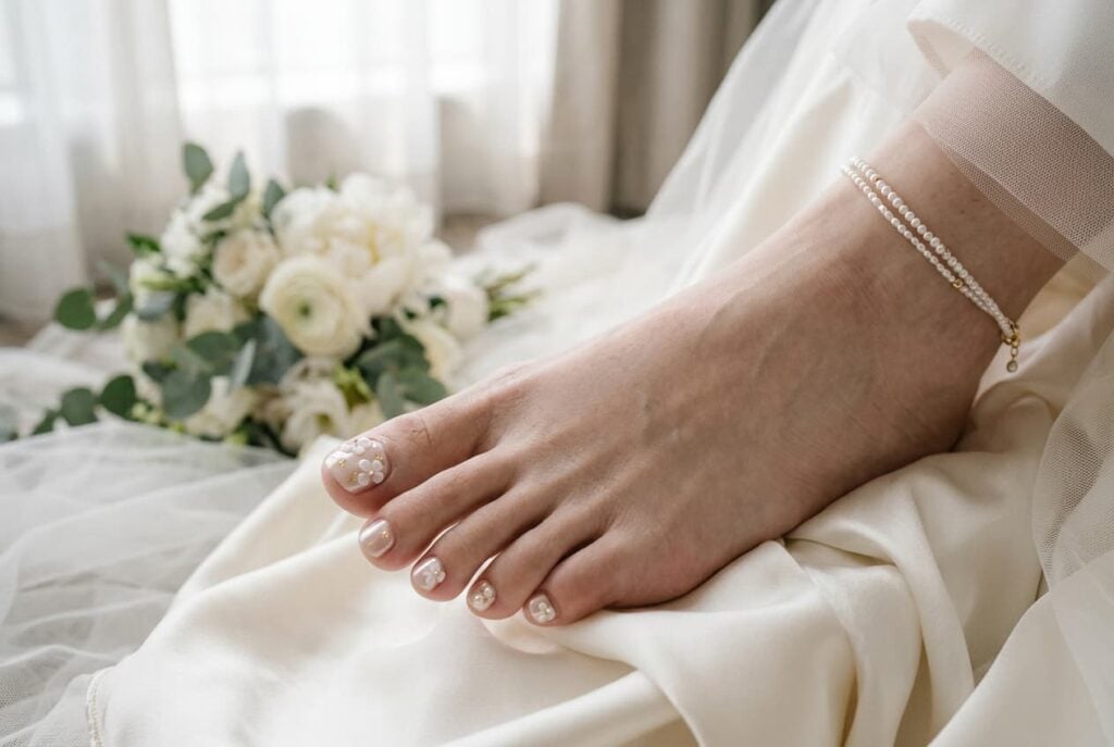nail art pieds milky