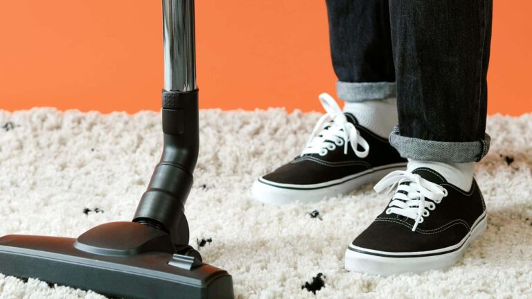 Un tapis à poil longs nettoyé