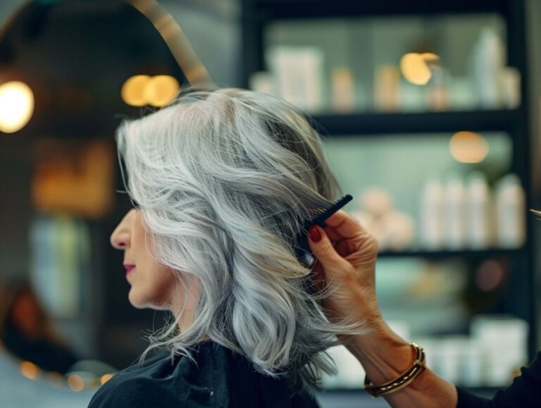 balayage, mèches, coloration sur cheveux blancs