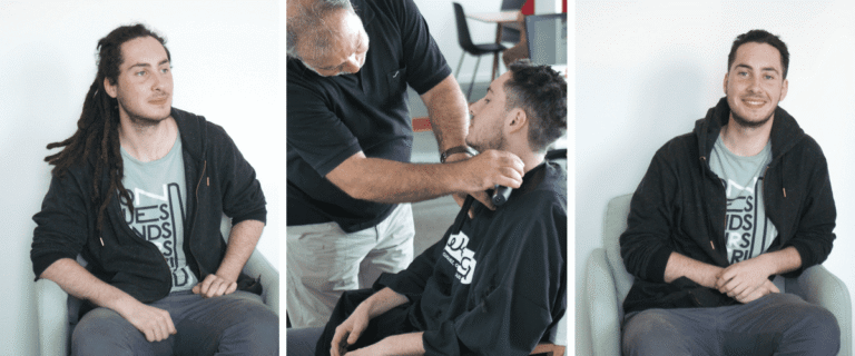 un jeune homme avant et après la coupe de ses dreadlocks