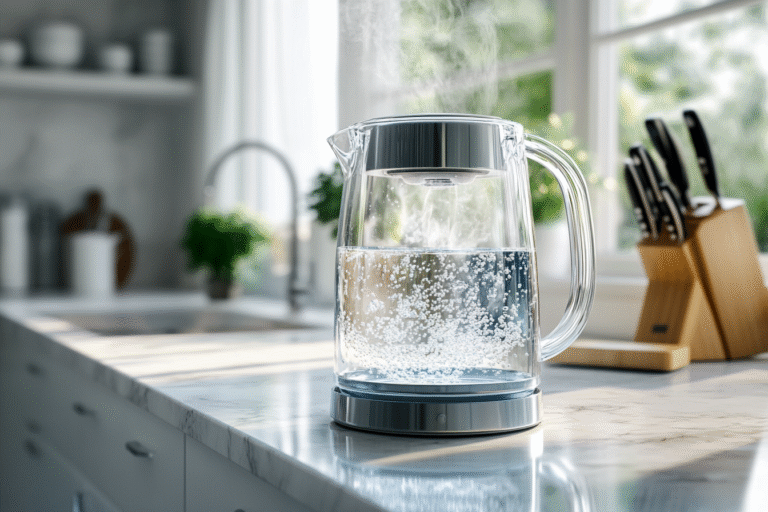 bouilloire qui sert le thé dans deux tasses