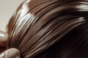 femme aux cheveux longs éclatants grâce à une patine cheveux