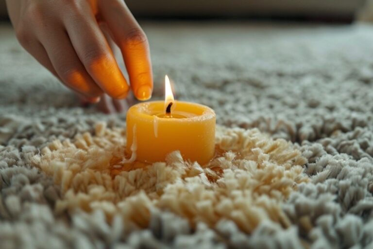 cire de bougie sur un tapis
