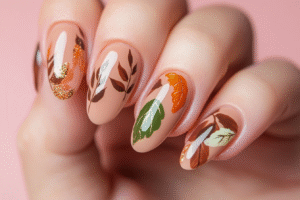 nail art automne citrouille