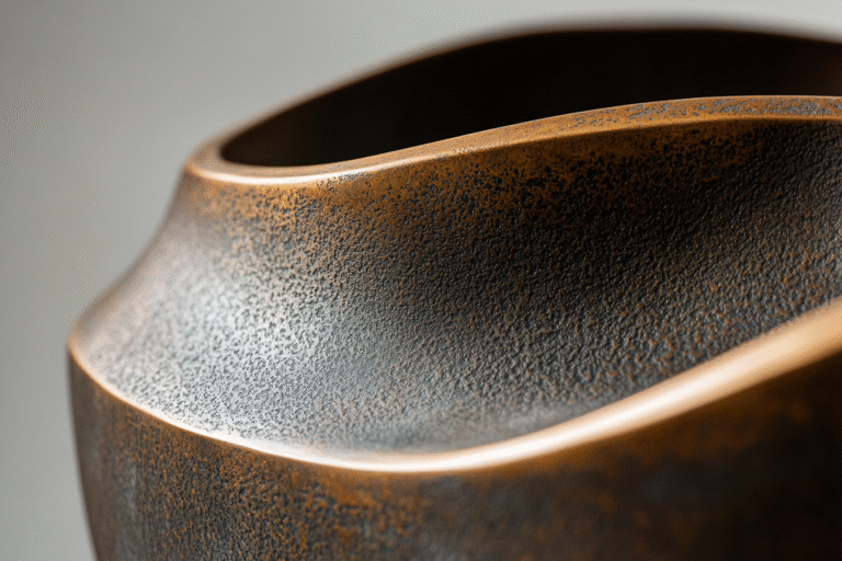 homme qui dépoussière un objet en bronze