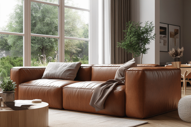 canapé en cuir marron