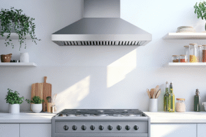 cuisine moderne avec une hotte en inox