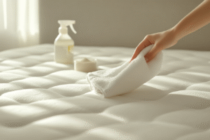 Un chaton se tient sur un lit