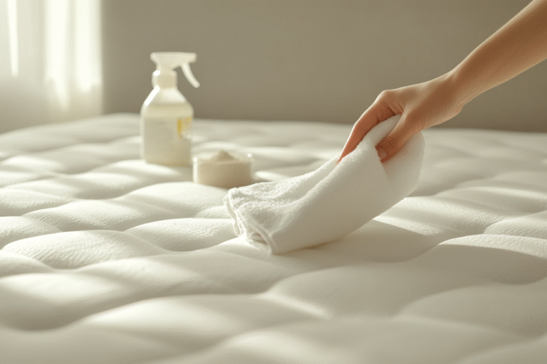 Un chaton se tient sur un lit