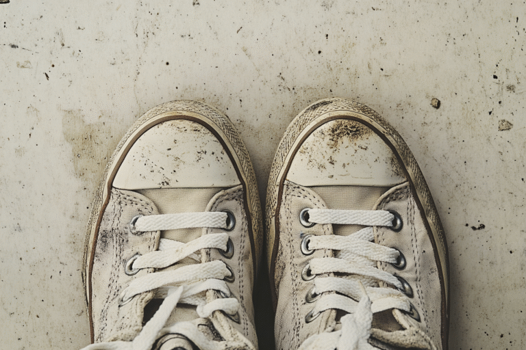 Une chaussure avec des lacets blancs propres