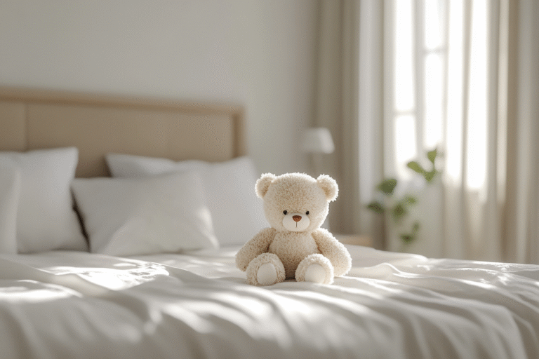 Matelas avec un doudou et des acariens