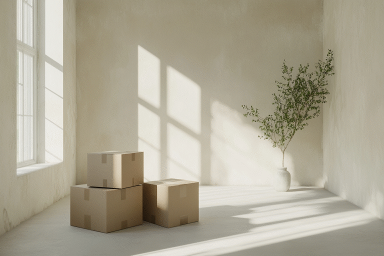 affaires dans des cartons