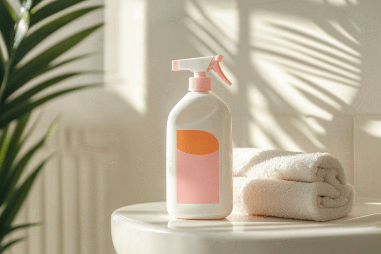 Nettoyant WC maison posé dans une salle de bain