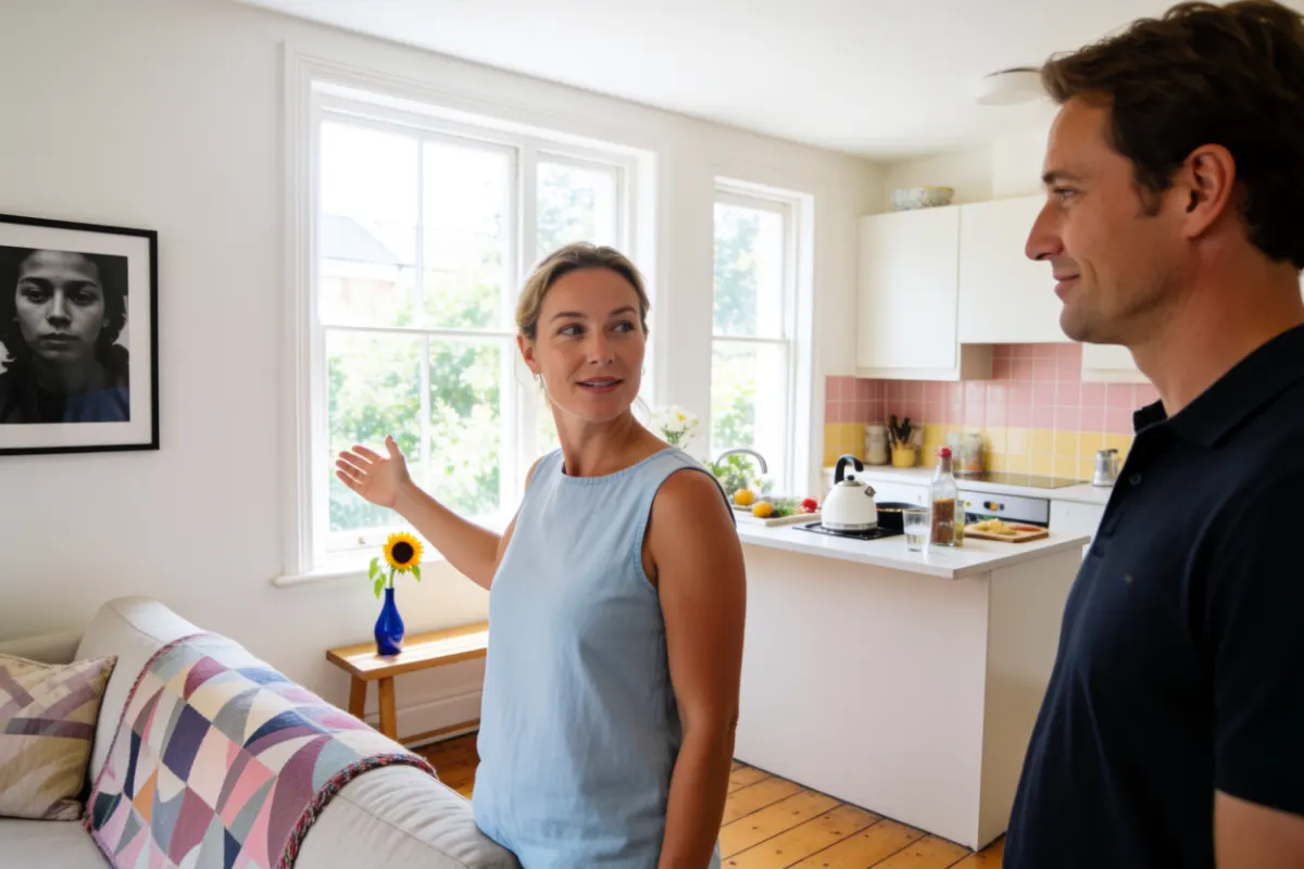 Cliente faisant visiter son appartement à un pro du ménage lors de leur première rencontre